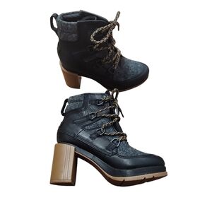 Sorel Blake Boot Lace Up Black Heeled Waterproof Size 7